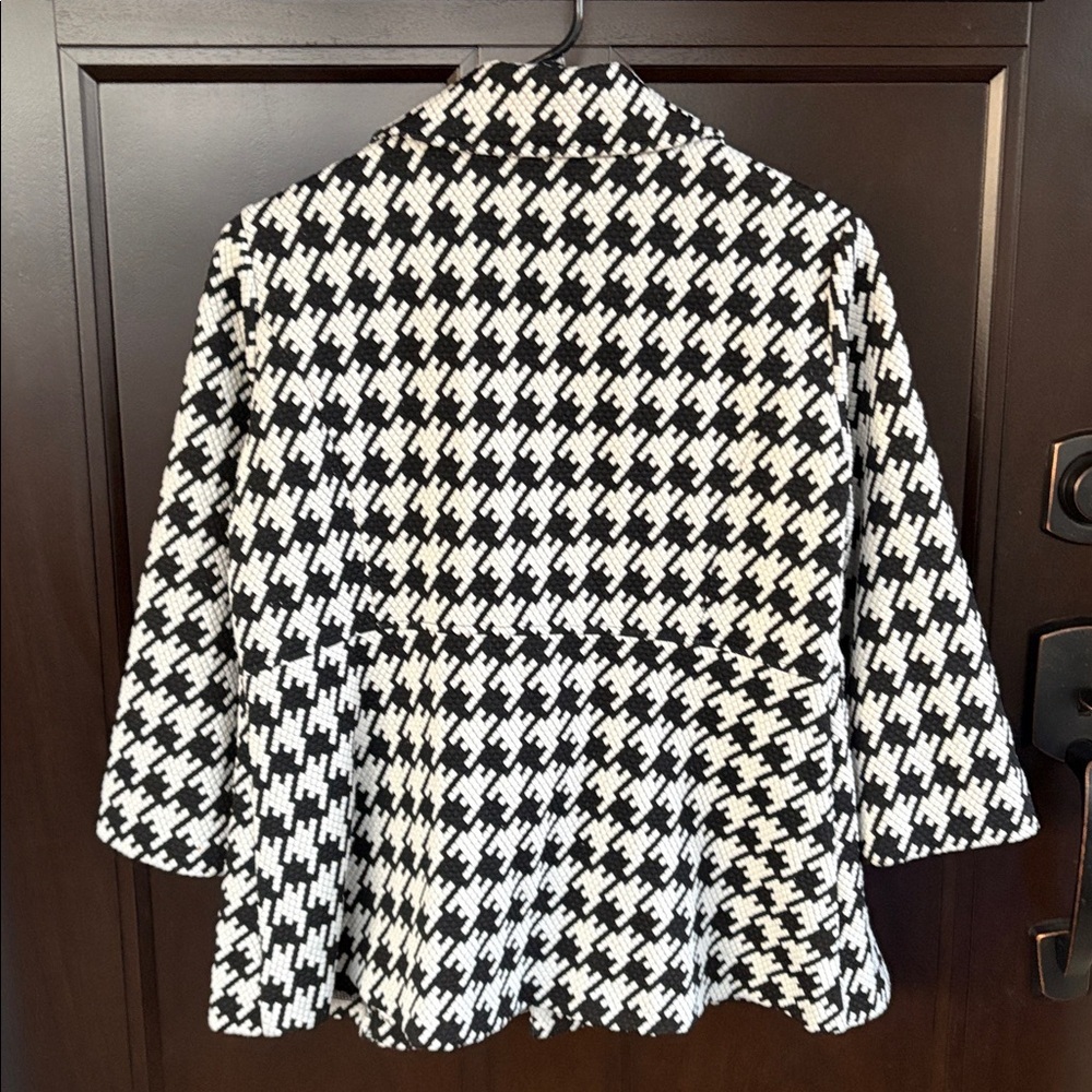EUC Ali Miles Houndstooth A-Line Jacket Top Black White Petite Small - Picture 8 of 8